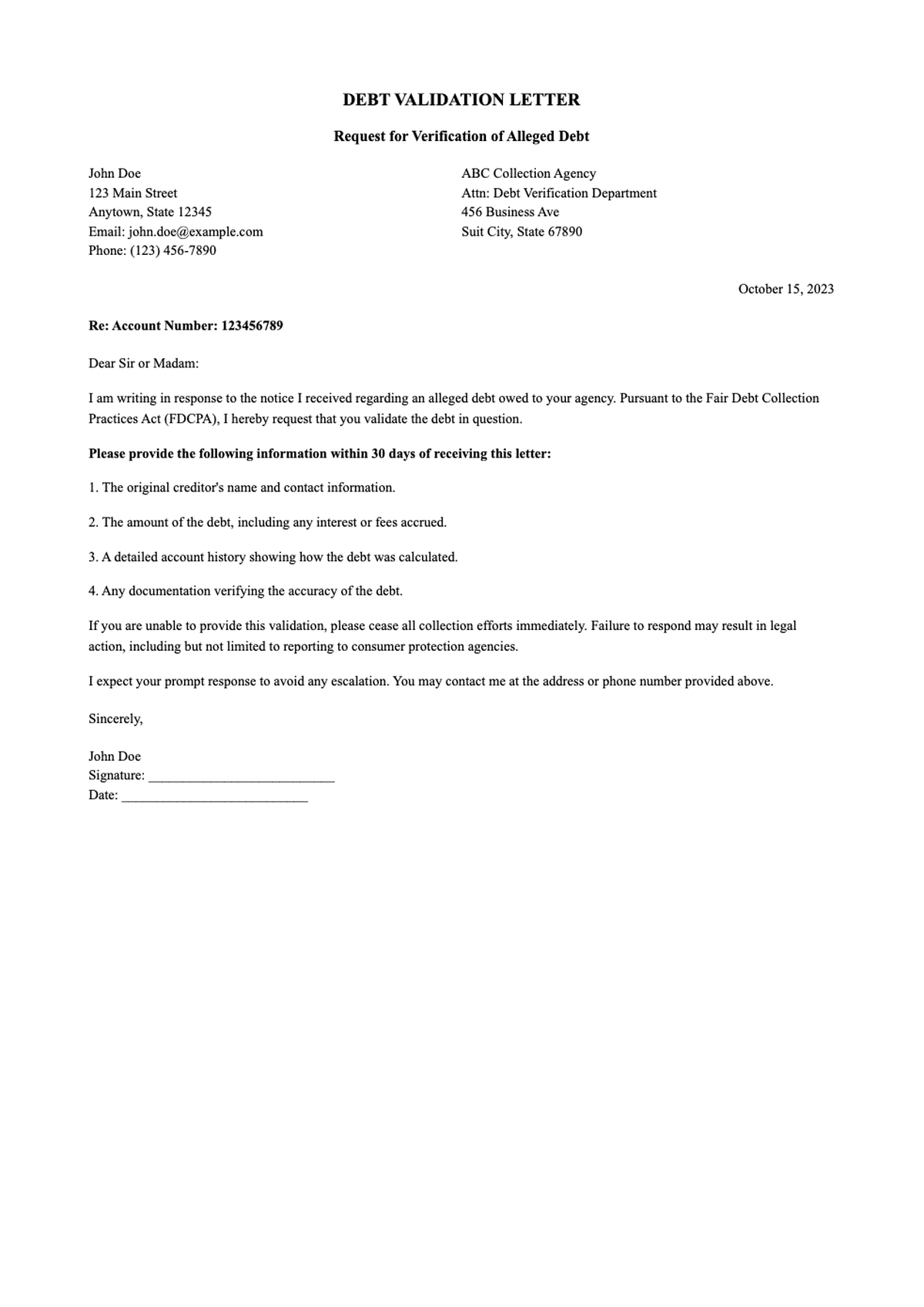 Sample letter to collection agency requesting debt verification_variant_2